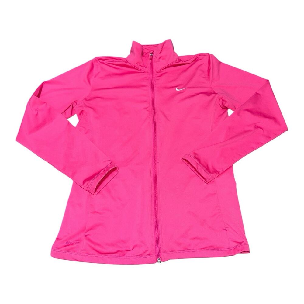 Nike Women's Activewear Top Pink Large Dri-FIT Full Zip Jacket